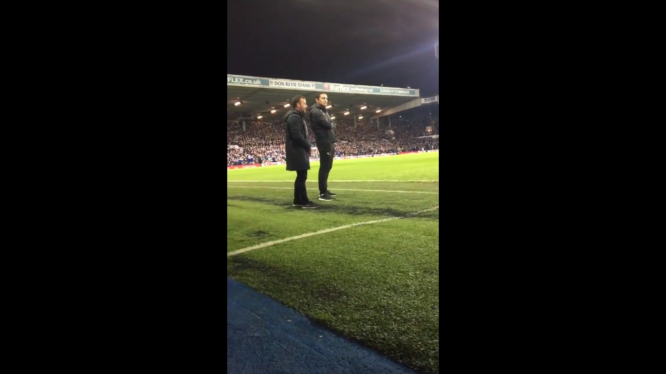 (Video) Frank Lampard looked in awe of the raucous atmosphere created by Leeds United fans on Friday