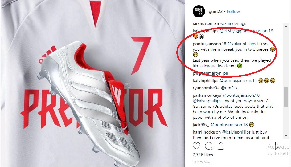 (Image) Pontus Jansson out there threatening to ‘break’ Leeds United teammates on Instagram