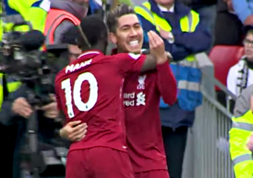 Firmino say “what a cross” to Robbo after Liverpool’s first goal v Spurs