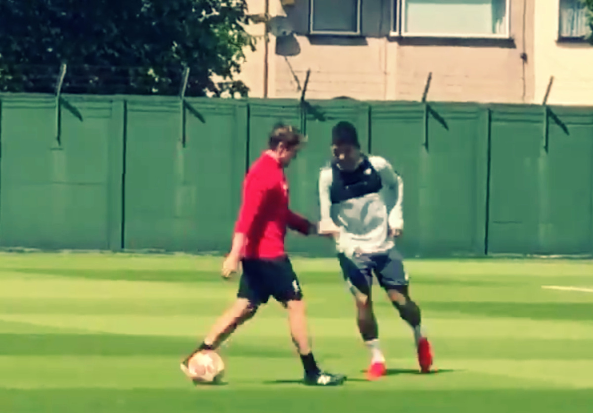 Video: Not sure how this Liverpool trainer will recover after getting nutmegged by Firmino in training