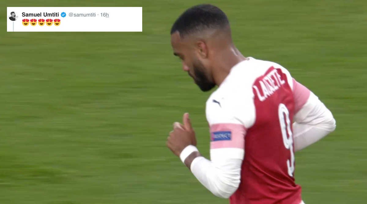 Lacazette’s inspired performance against Valencia leaves Umtiti and Griezmann awestruck