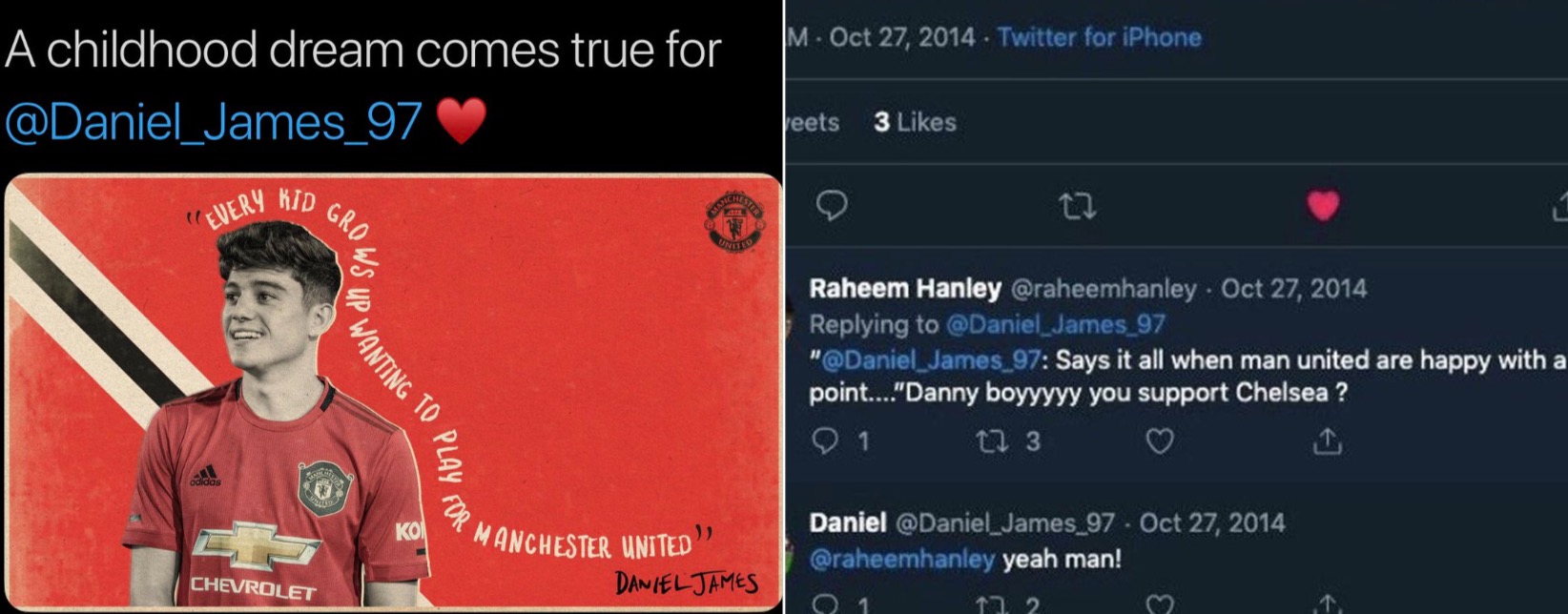 Old tweets from Daniel James showing support for Chelsea surface online after Man Utd transfer