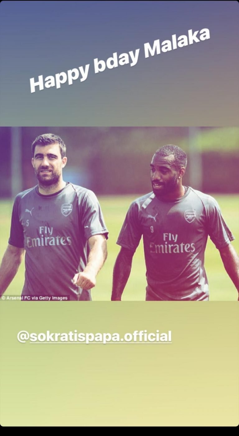 Pic – Sokratis gets called a very naughty word from an Arsenal teammate