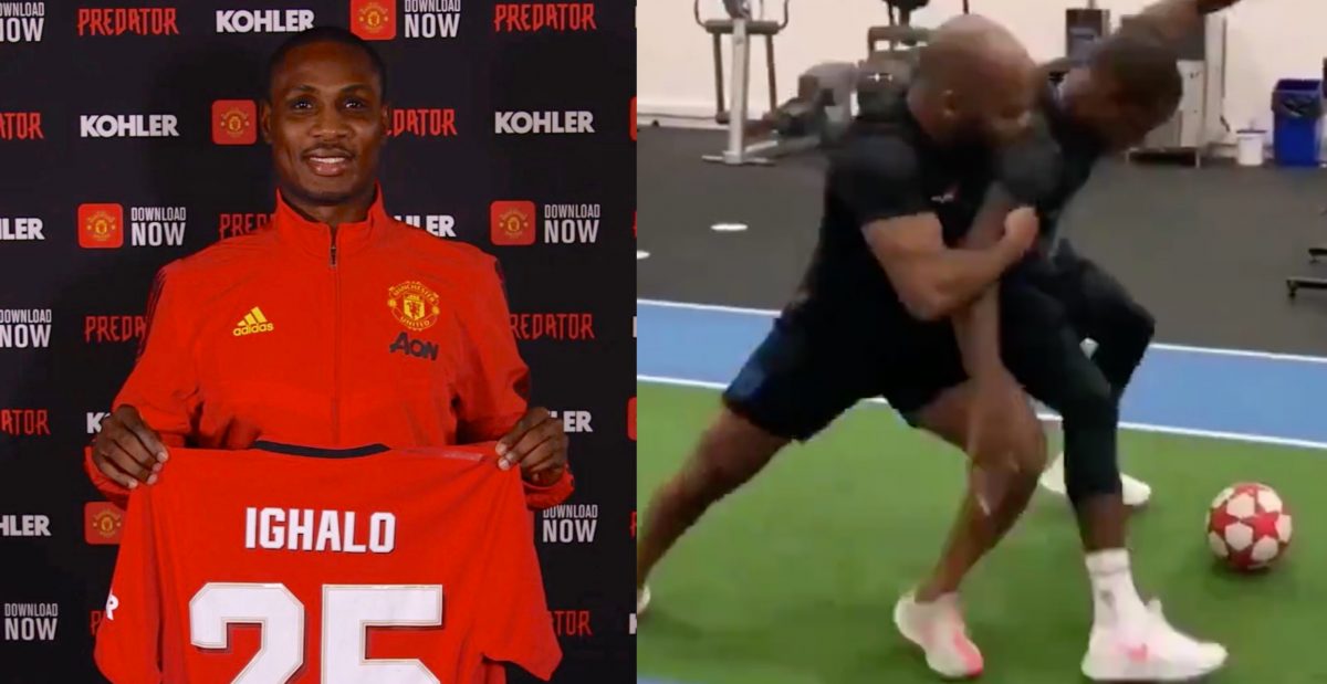 Odion Ighalo looks a beast as footage of Man Utd new boy working on his hold-up play arrives online