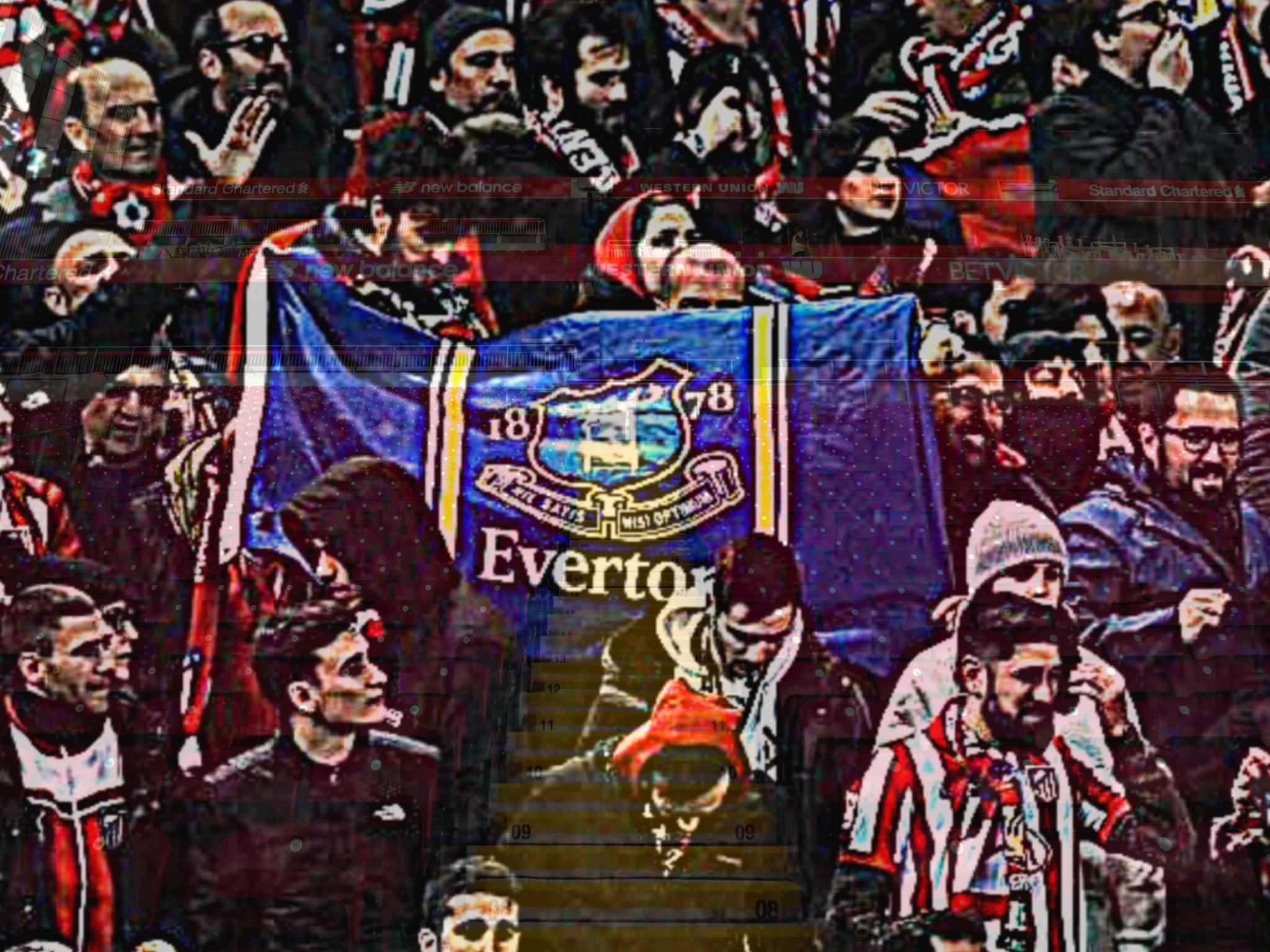 Photo – Atletico fans unfurled an Everton flag to troll Liverpool at Anfield