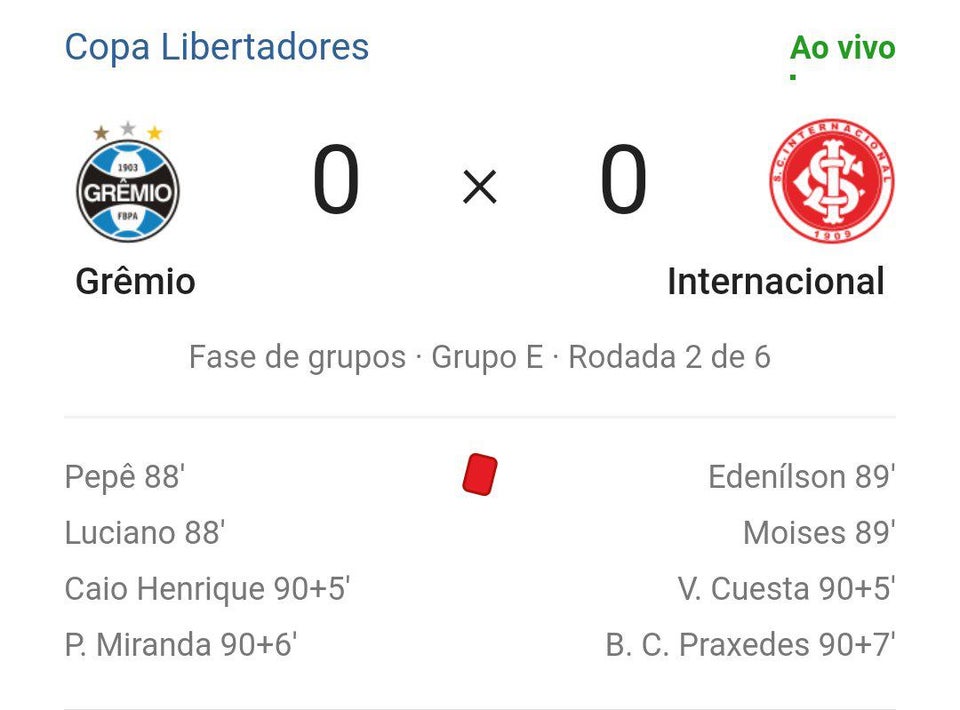 Ugly fight breaks out as Libertadores fixture between Gremio and Internacional ends with 8 red cards