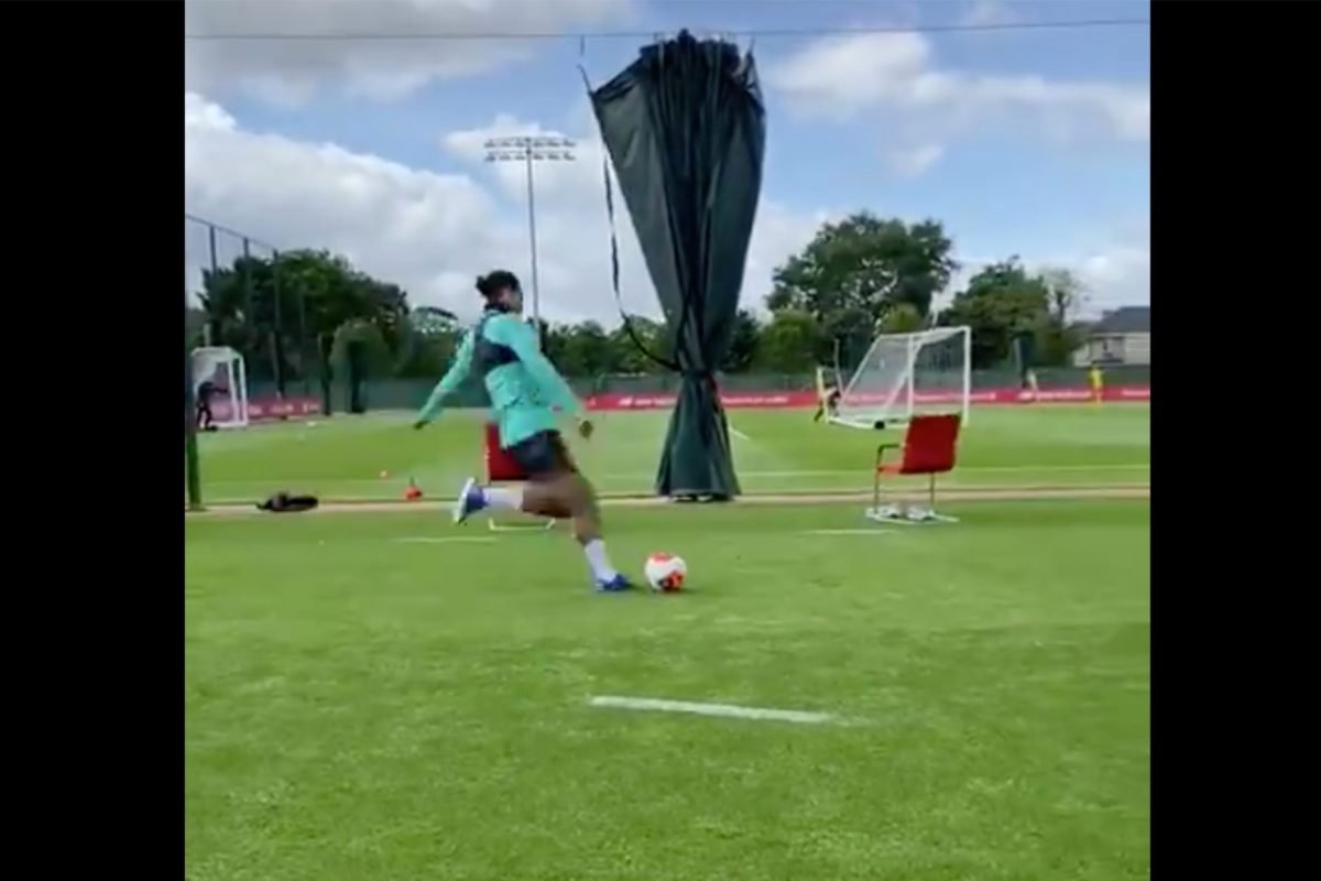 (Video) Virgil van Dijk bends in a filthy goal from behind the posts in Liverpool training
