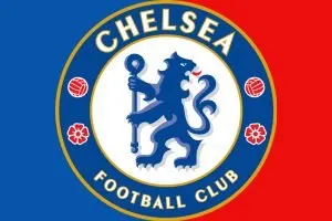 Chelsea fc logo with blue and red background
