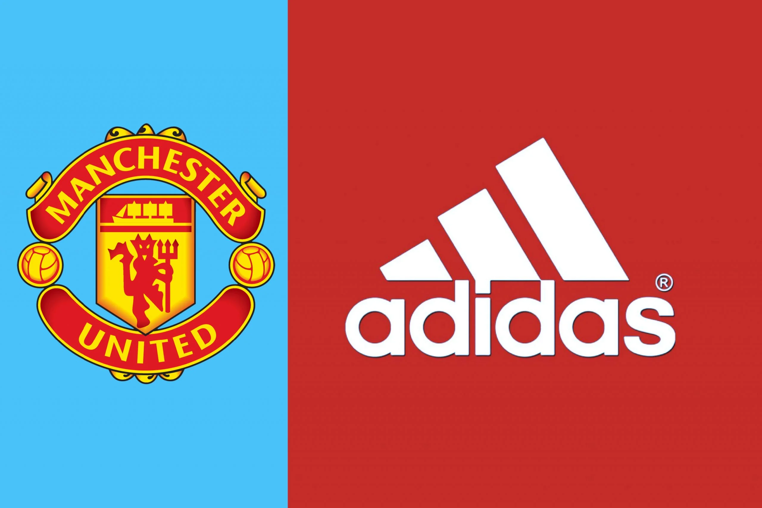 Manchester United and Adidas logos side by side
