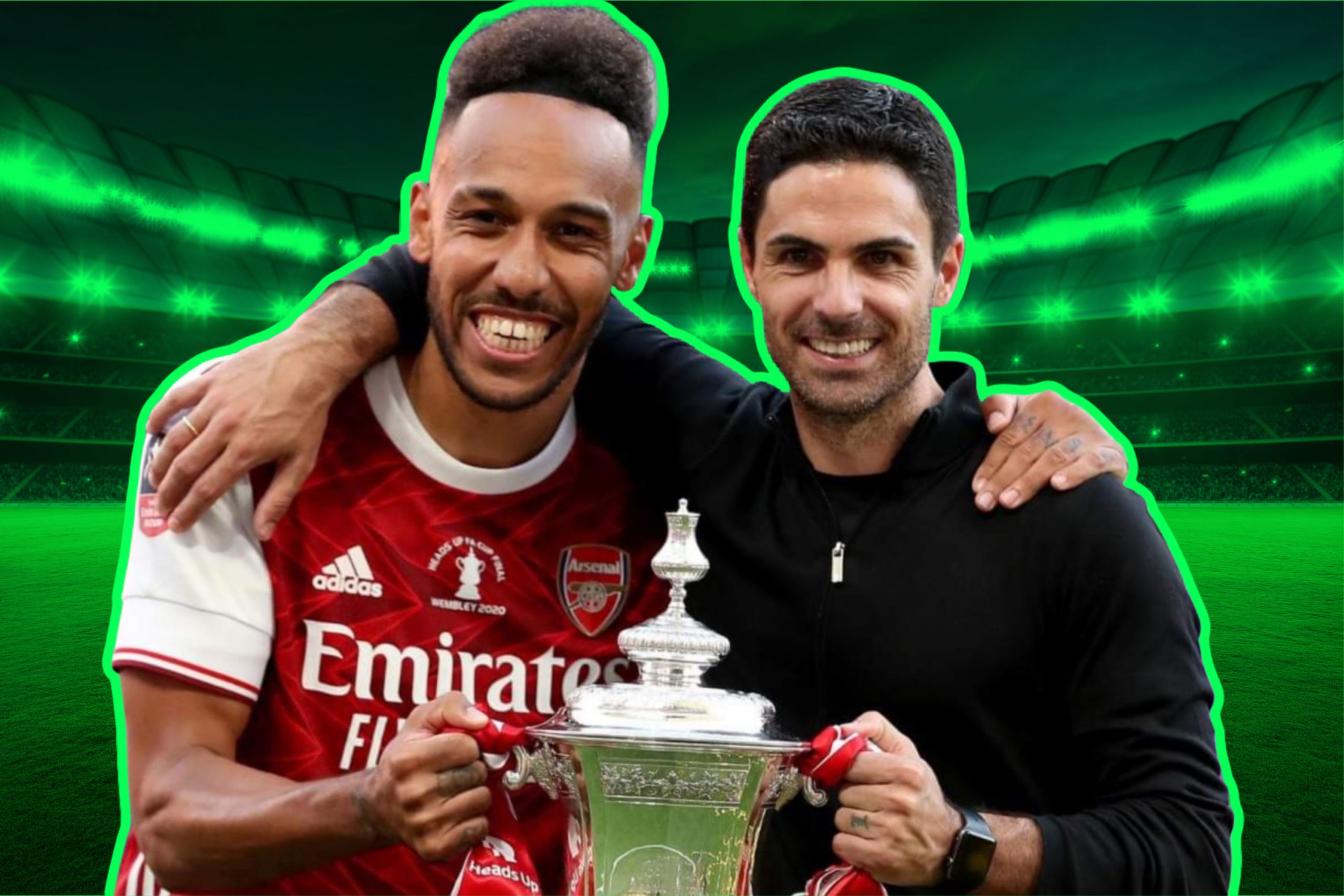 Pierre-Emerick Aubameyang and Mikel Arteta lifting FA Cup after 2-1 win against Chelsea