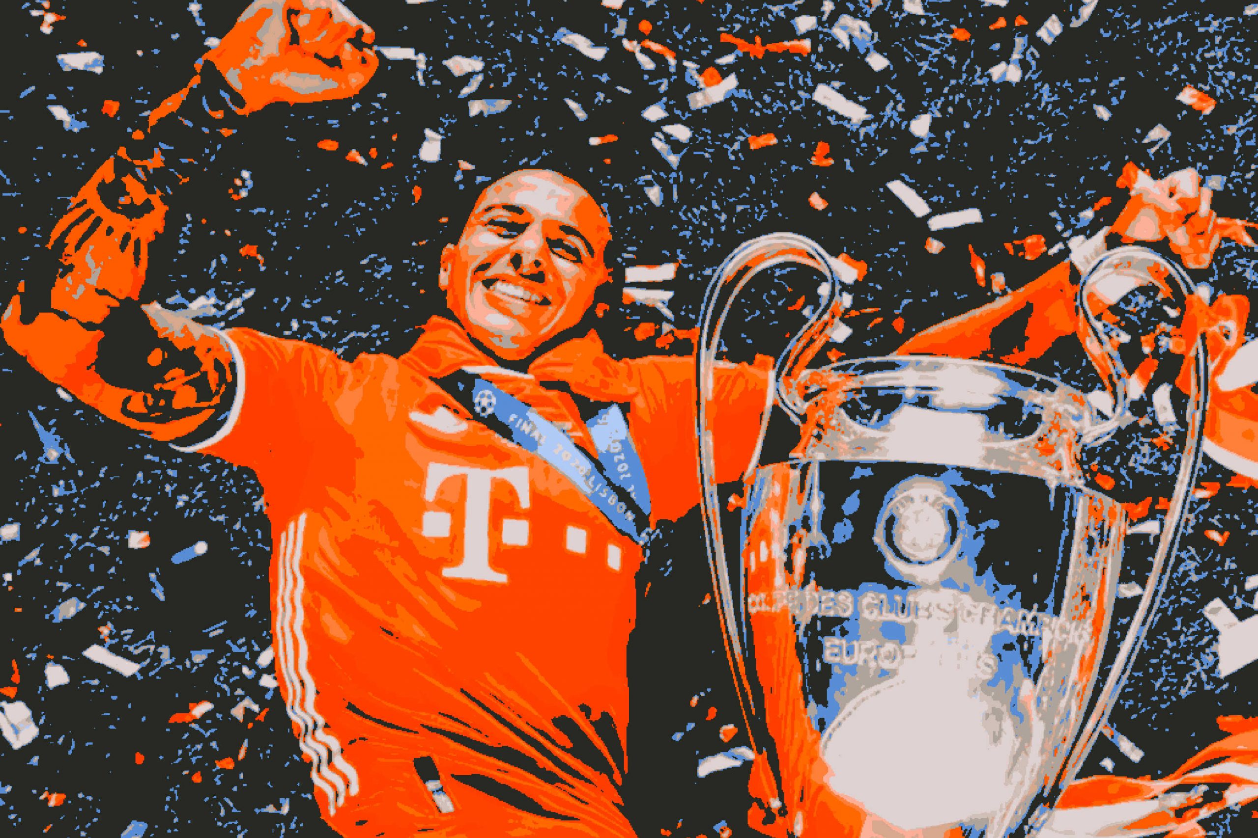 Thiago Alcantara celebrates with the Champions League trophy