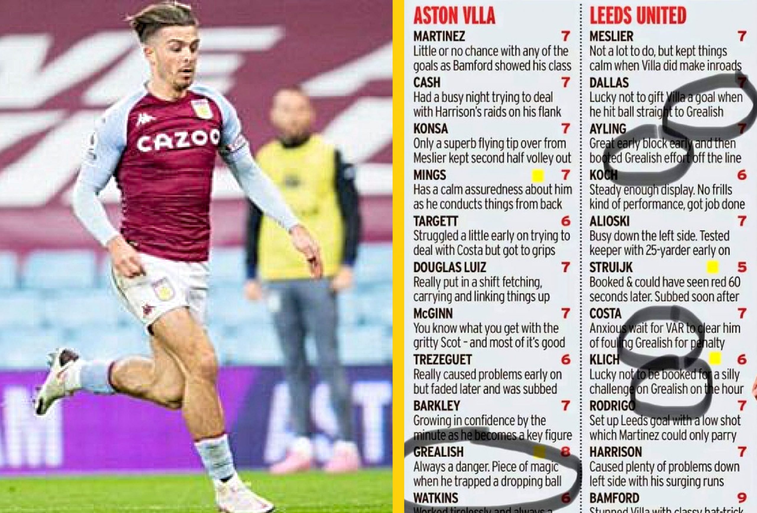Daily Mirror accused of Jack Grealish love fest after Leeds United drubbing
