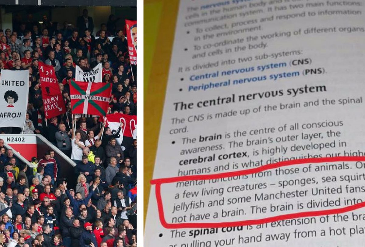 Photo – AQA approved psychology book spotted taking the piss out of Manchester United fans
