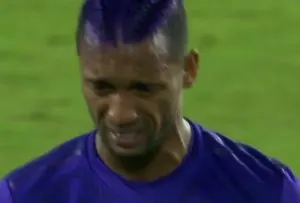 Nani crying after getting a red card