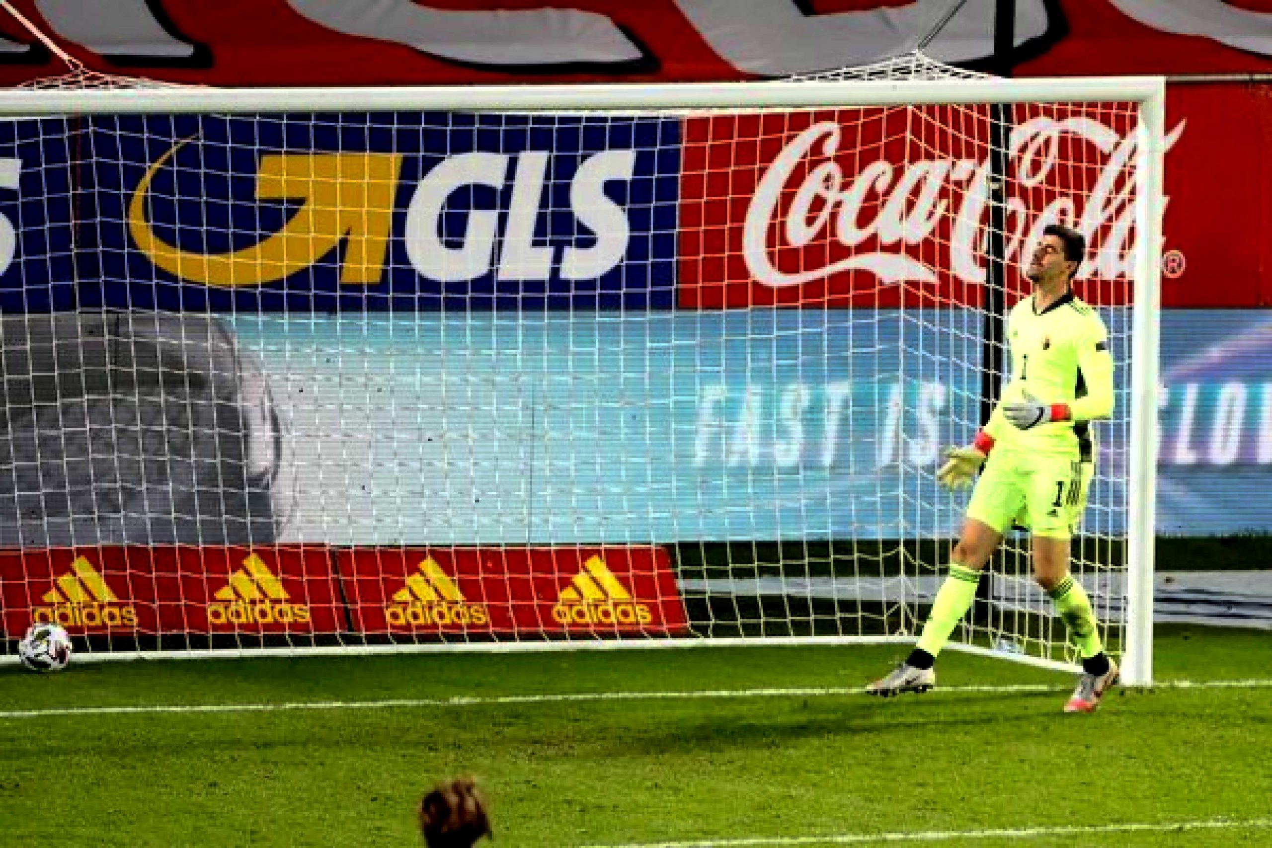Belgium concede comical own goal after Thibaut Courtois botches a back pass against Denmark