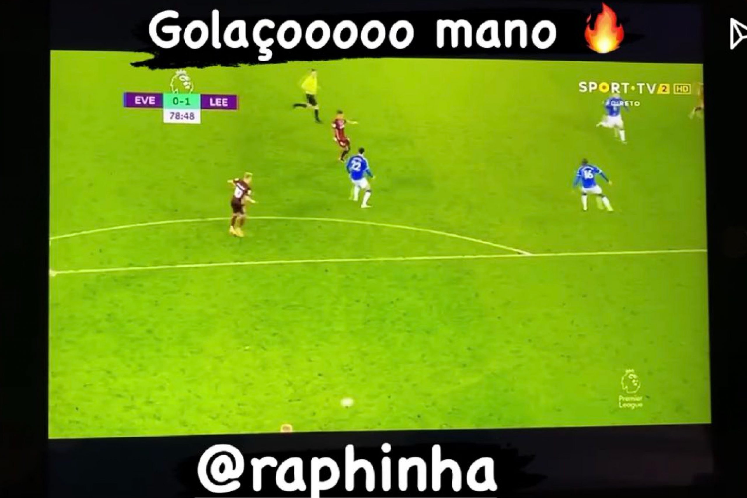 Bruno Fernandes Instagram story after Raphinha goal v Everton