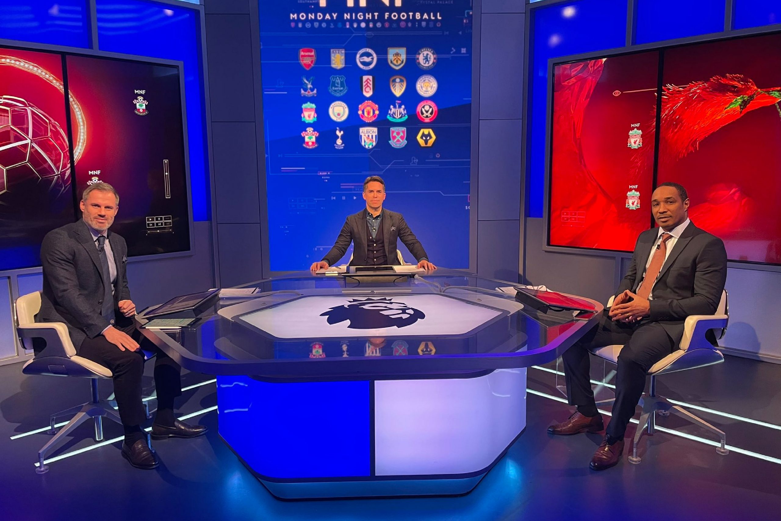 Jamie Carragher, Dave Jones and Paul Ince presenting Monday Night Football