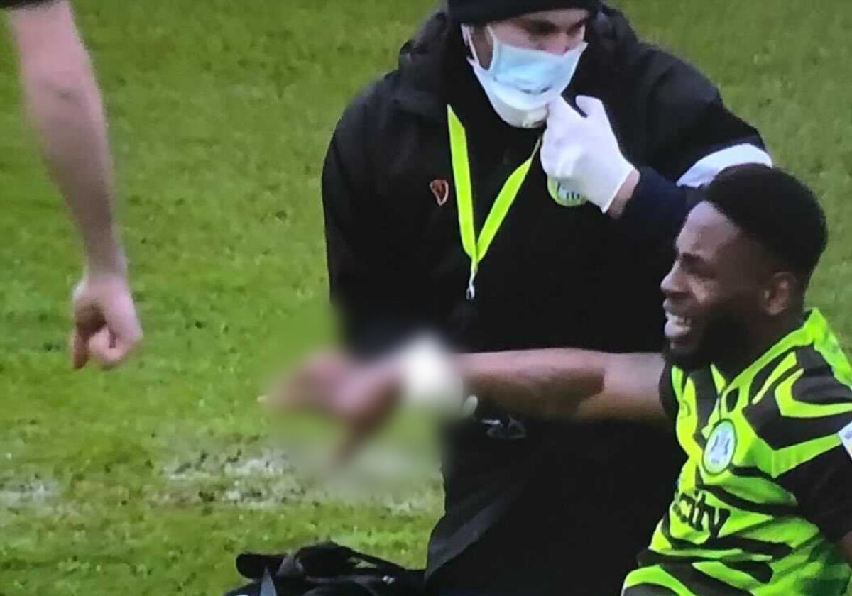 Video: Forest Green forward Jamille Matt suffers gruesome hand injury against Bolton
