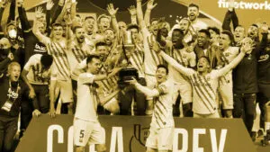 Barcelona players celebrate Copa del Rey triumph