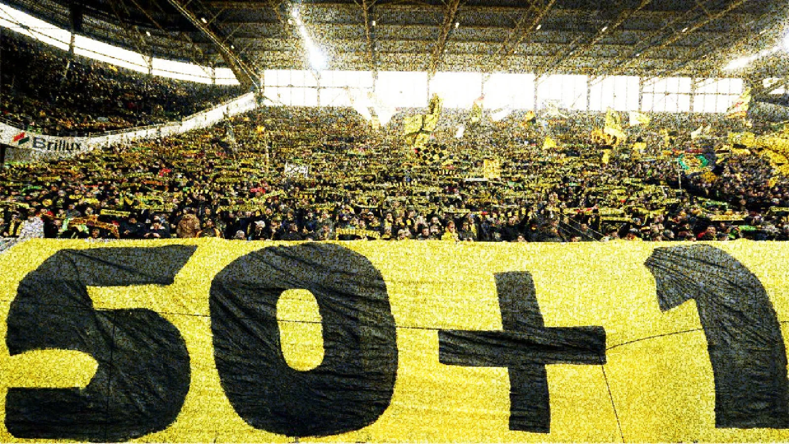 Borussia Dortmund fans hold 50+1 rule banner