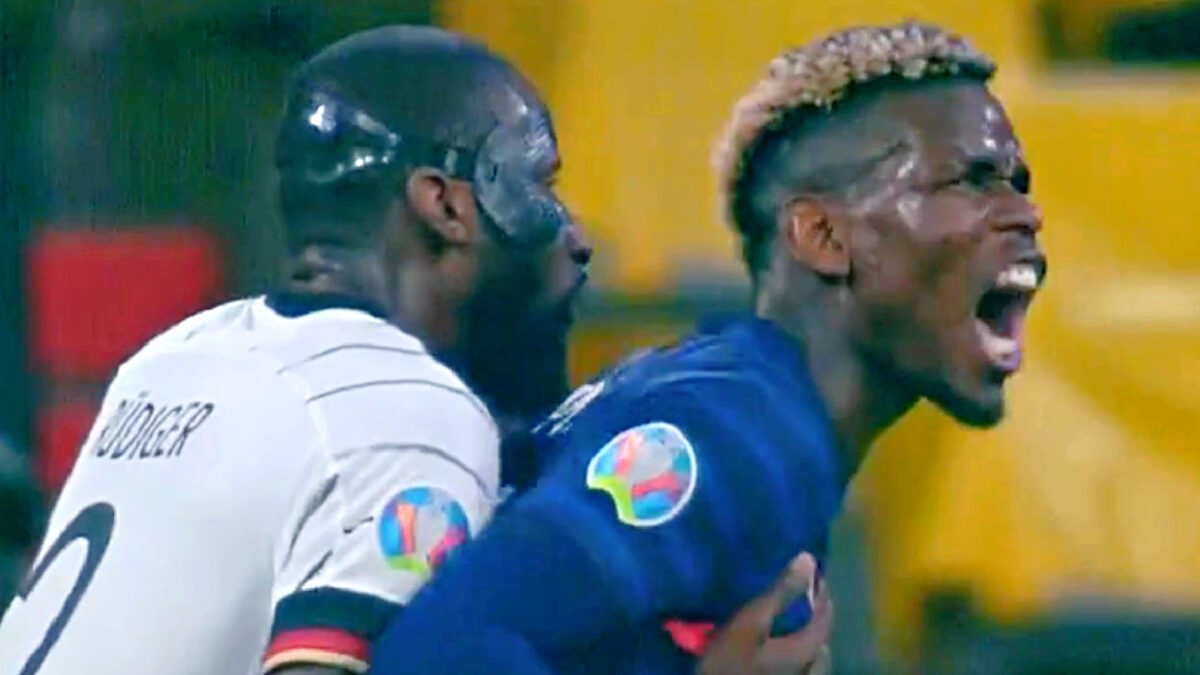 Video: Antonio Rudiger caught chomping on Paul Pogba a la Suarez