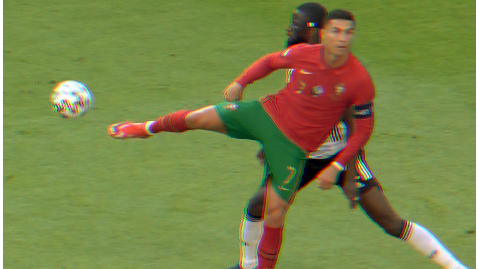 Cristiano Ronaldo executes a back heel no-look pass to deceive Antonio Rudiger in the game against Germany