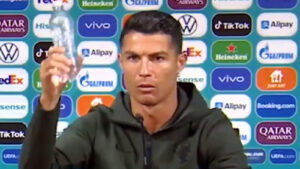 Cristiano Ronaldo promotes drinking water instead of coca-cola during press conference