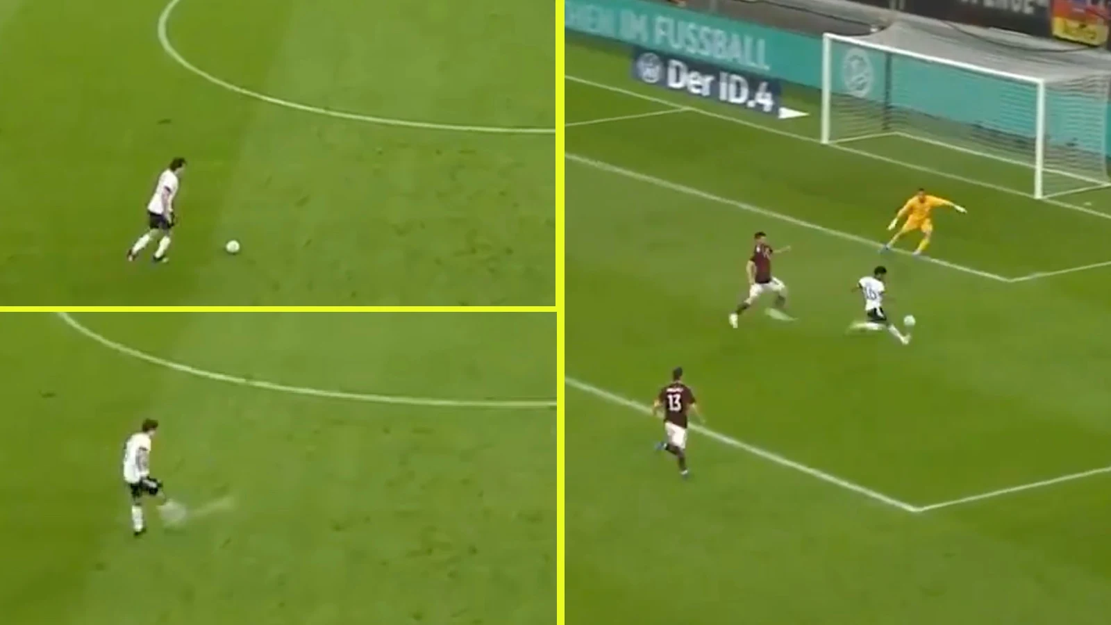 Mats Hummels provides a long range outside of boot assist for Serge Gnabry's goal v Latvia