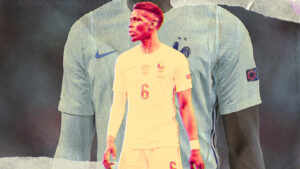Paul Pogba looking focused during France's clash v Portugal