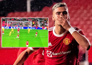 Andreas Pereira celebrates after scoring a humdinger of a goal against Brentford