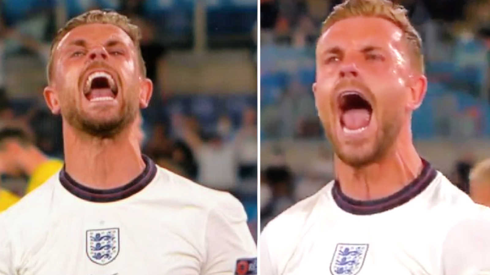 Jordan Henderson lets out a passionate scream after scoring a goal against Ukraine