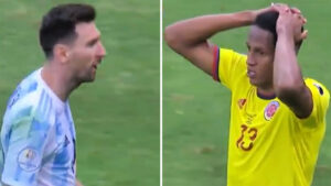 Lionel Messi mocked Yerry Mina during the penalty shootout between Argentina and Colombia