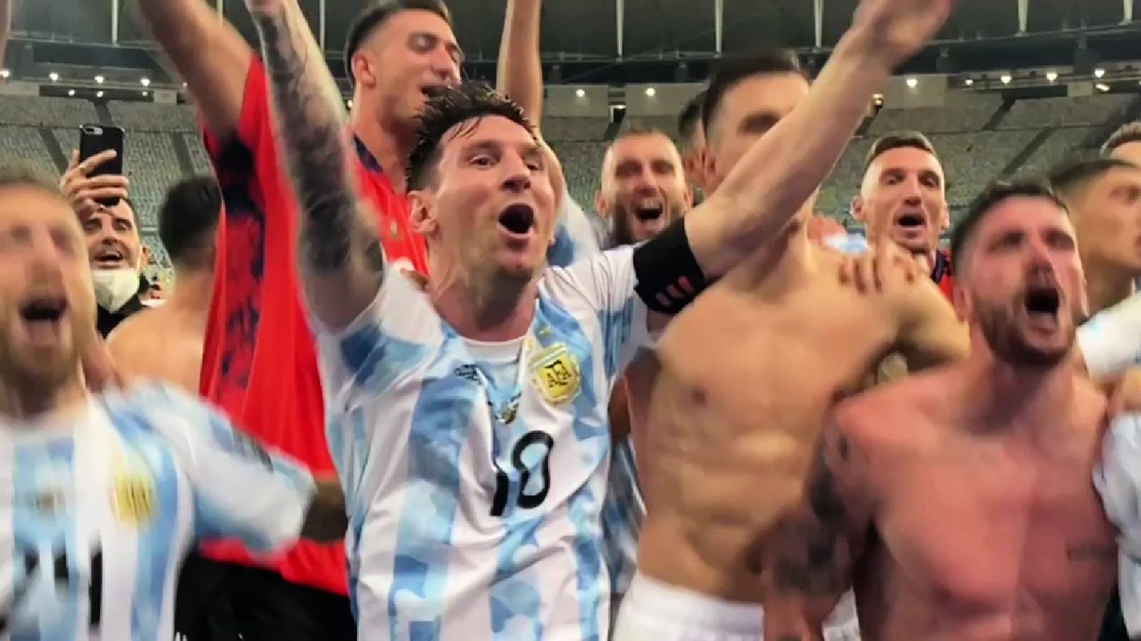 Watch: Messi stops teammate from mocking Brazil