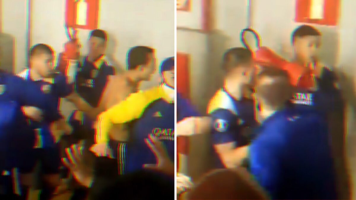 Marcos Rojo grabbed a fire extinguisher as Boca Juniors players clashed with Atletico Mineiro players after their Copa Libertadores defeat