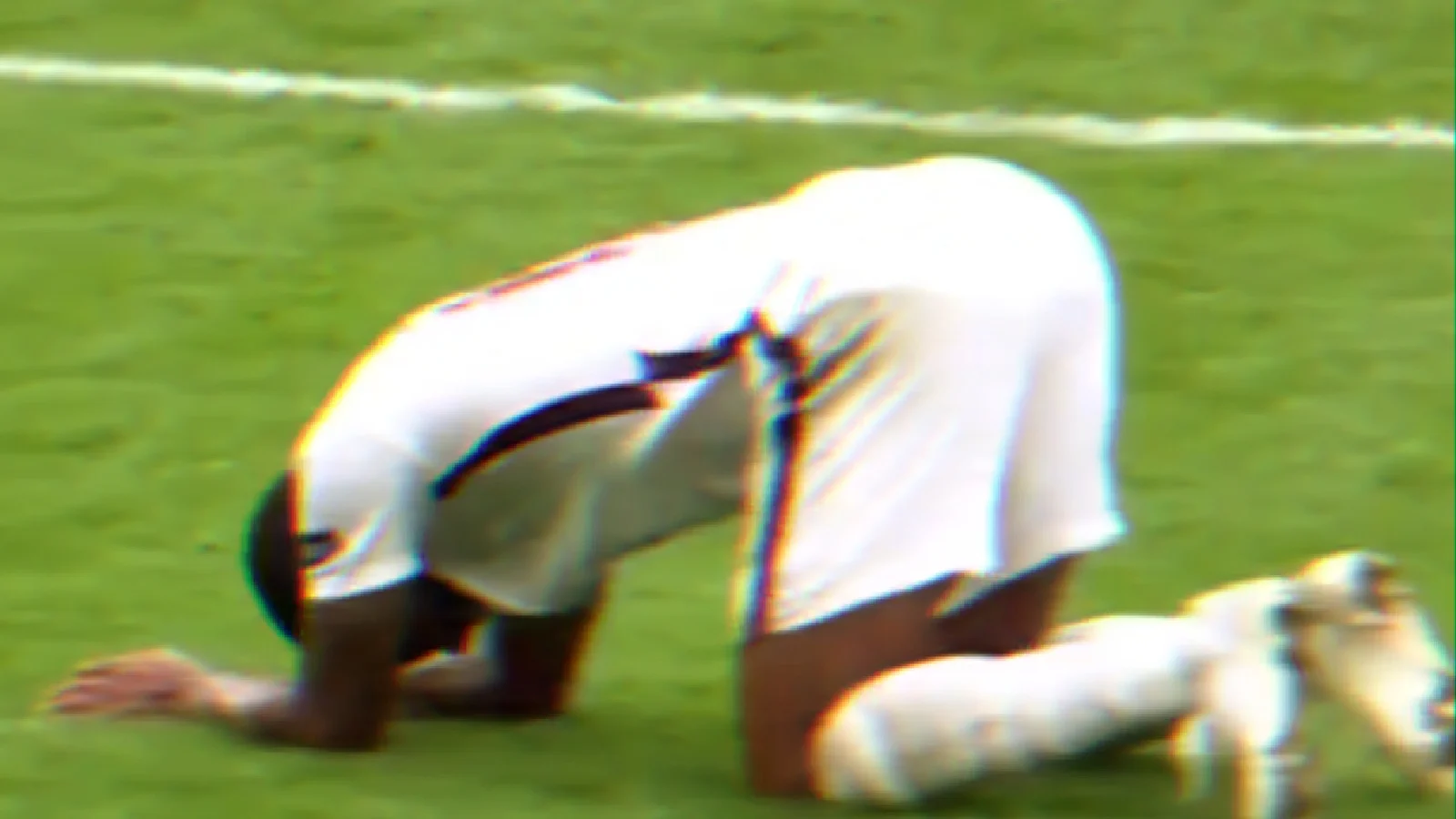 Raheem Sterling sinks to ground in relief after Thomas Muller's miss against England
