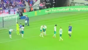 James Maddison obliges after fan runs on field to get selfie during Community Shield