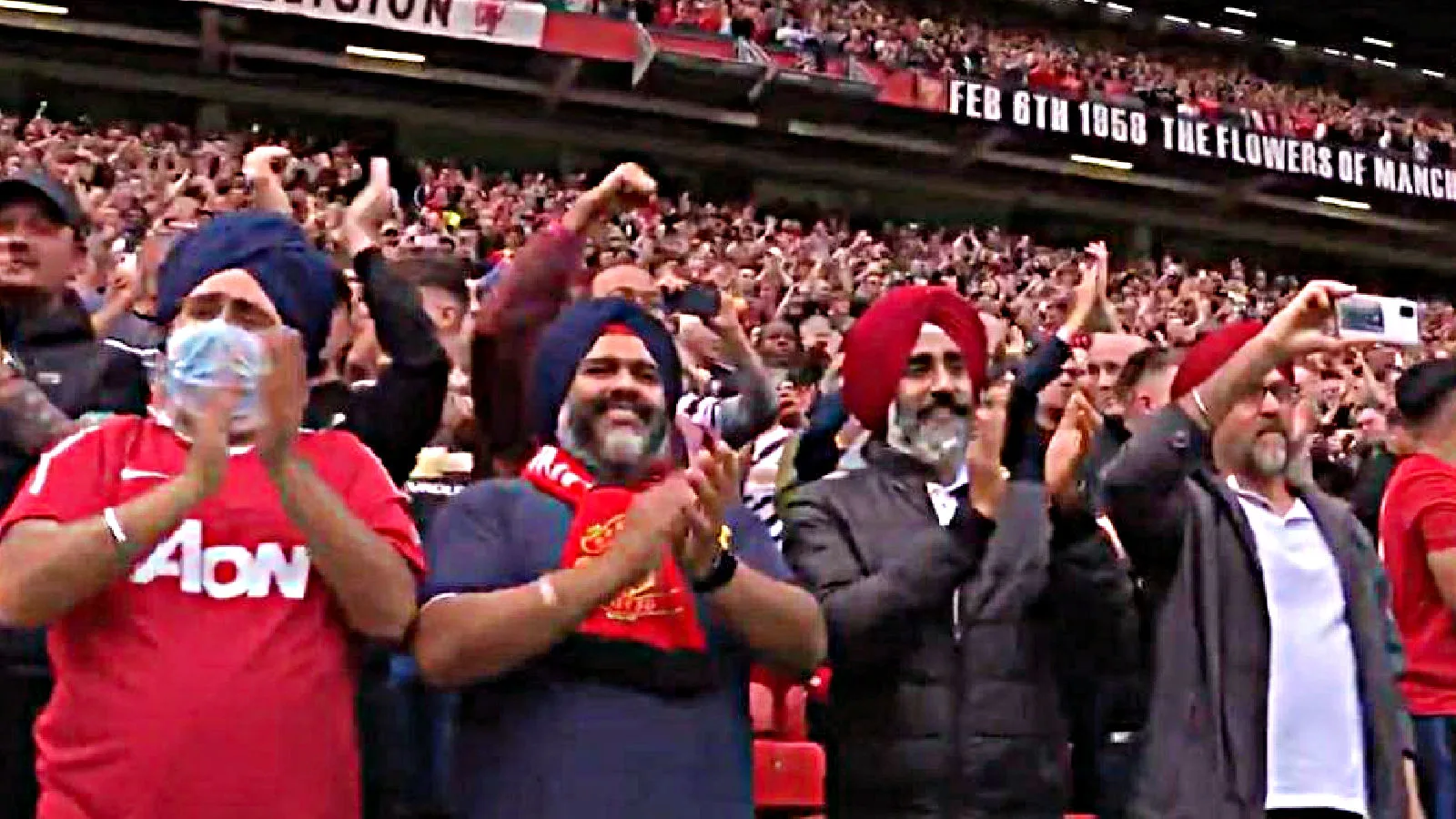 The 'Old Trafford Sikhs' made a comeback during Manchester United's 5-1 win against Leeds United