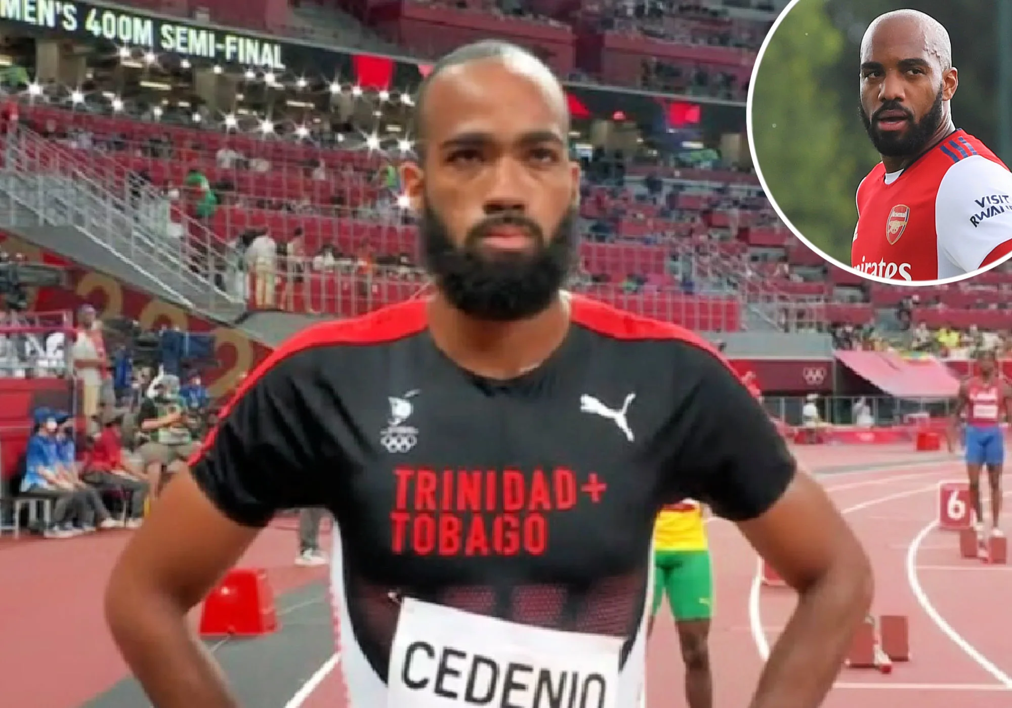 Trinidad & Tobago athlete Machel Cedenio is a spitting image of Alexandre Lacazette