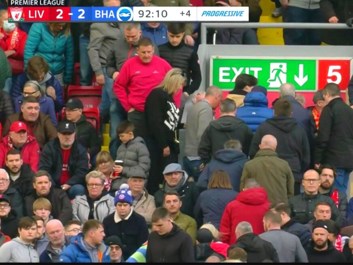 Matchgoers slammed for leaving Anfield as Liverpool chased a winner against Brighton