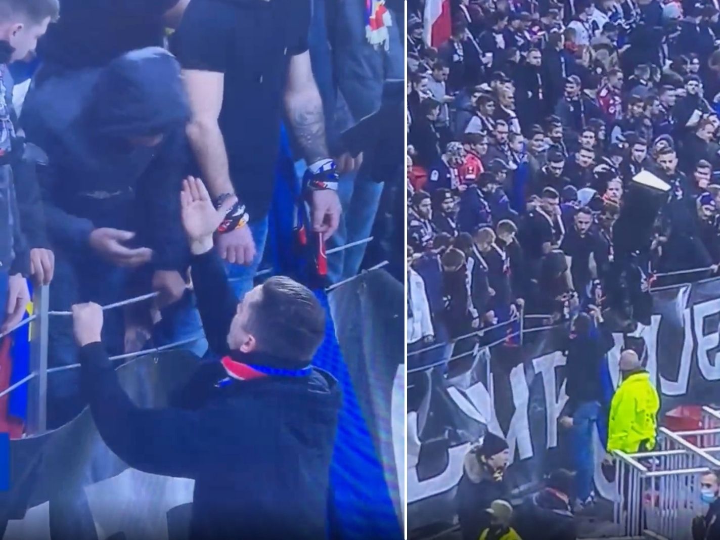 Ringleader slaps Lyon supporter who threw a bottle at Dimitri Payet