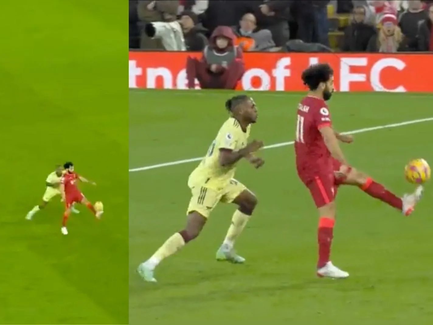 Mohamed Salah immaculate first touch and control against Arsenal