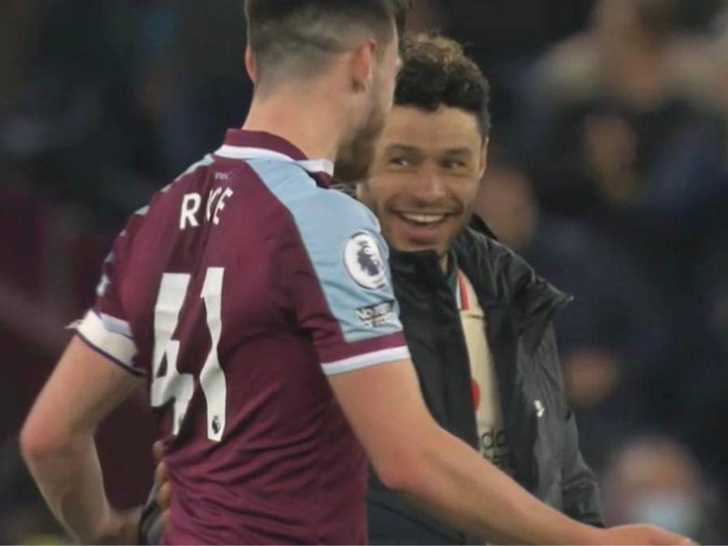 Ox caught smiling with Declan Rice after full-time whistle