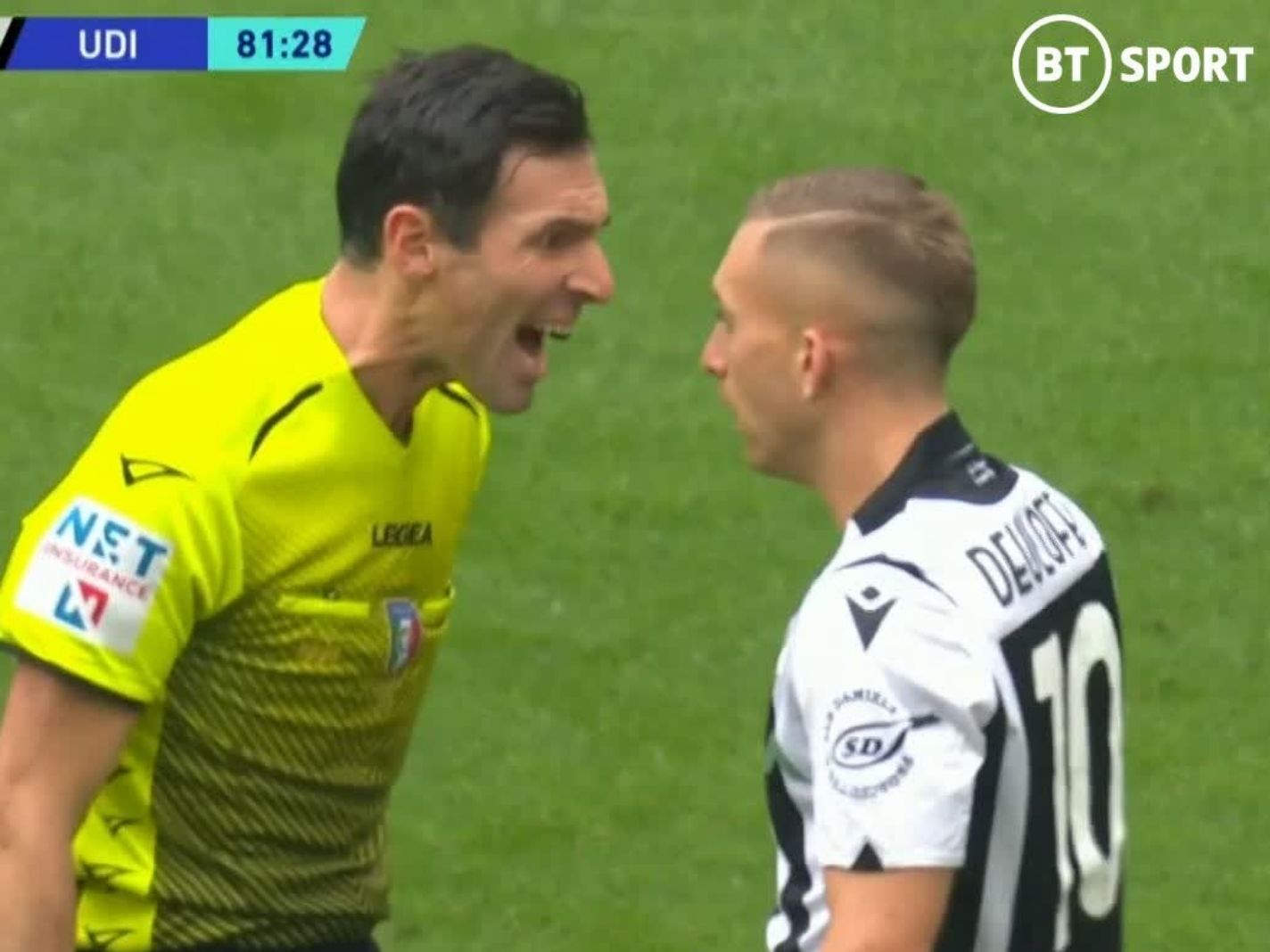 Italian referee asserts authority with severe tongue-lashing at a protesting Serie A player