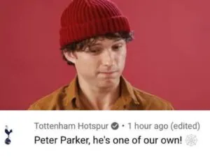 Tom Holland in a segment for GQ as Tottenham Hotspur account writes 'he's one of our own'