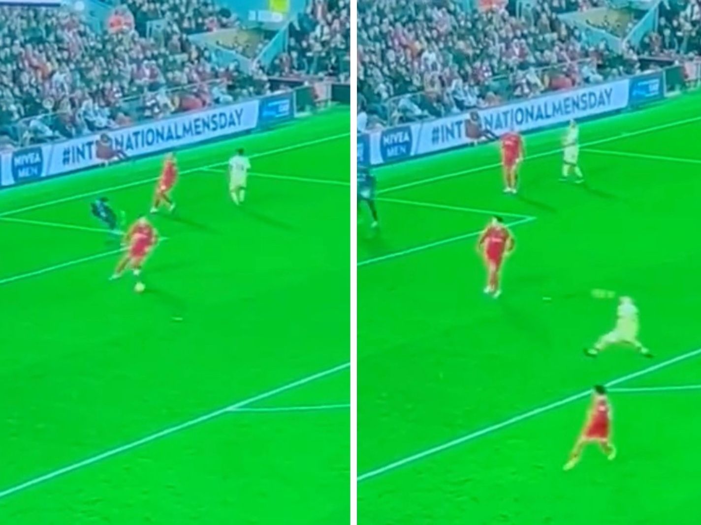 Unfazed: Virgil van Dijk makes no-look pass in dangerous area against Arsenal