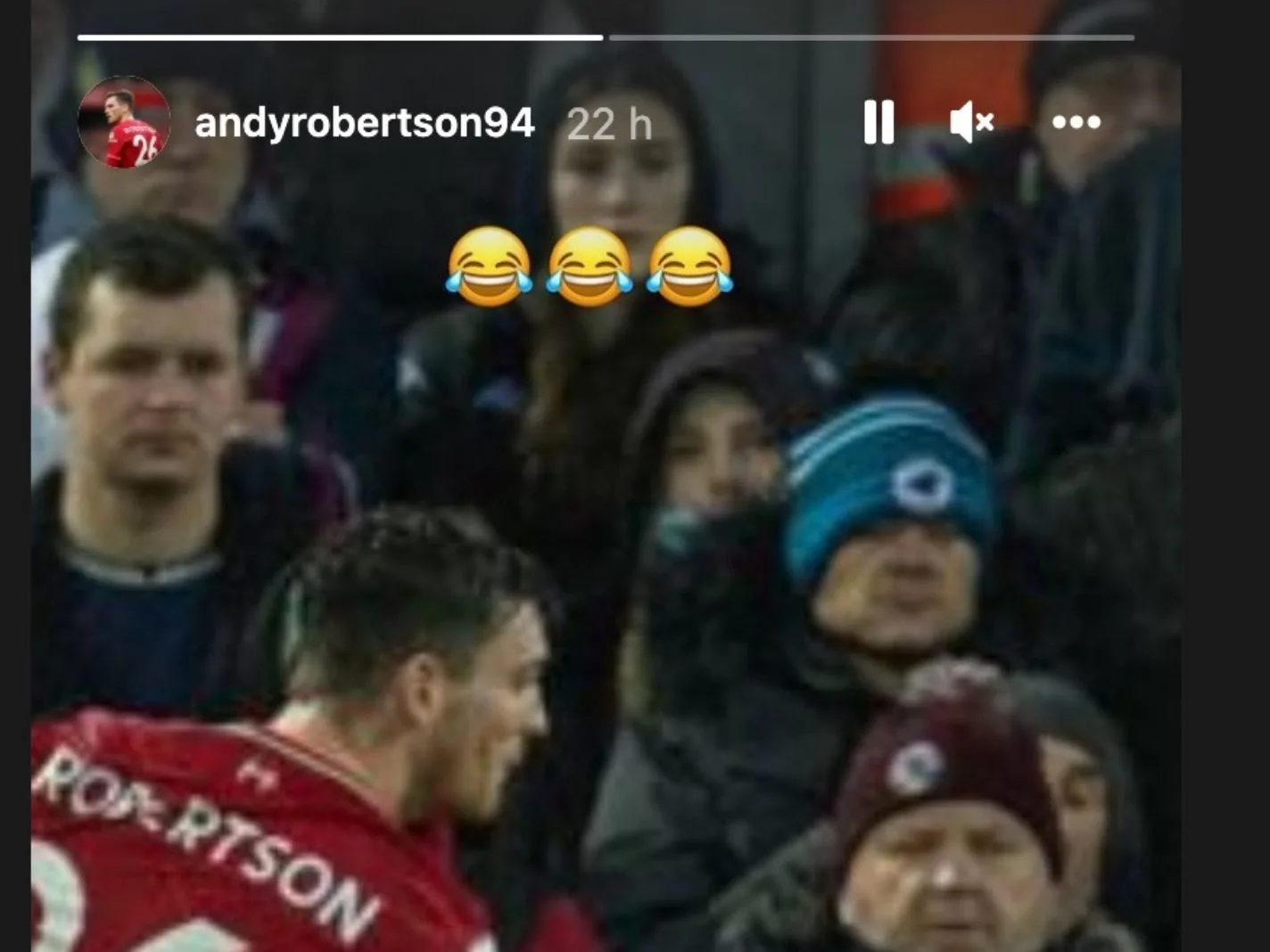 Andy Robertson posts photo of him appearing to nipple-twist a barechested Liverpool fan as Instagram story
