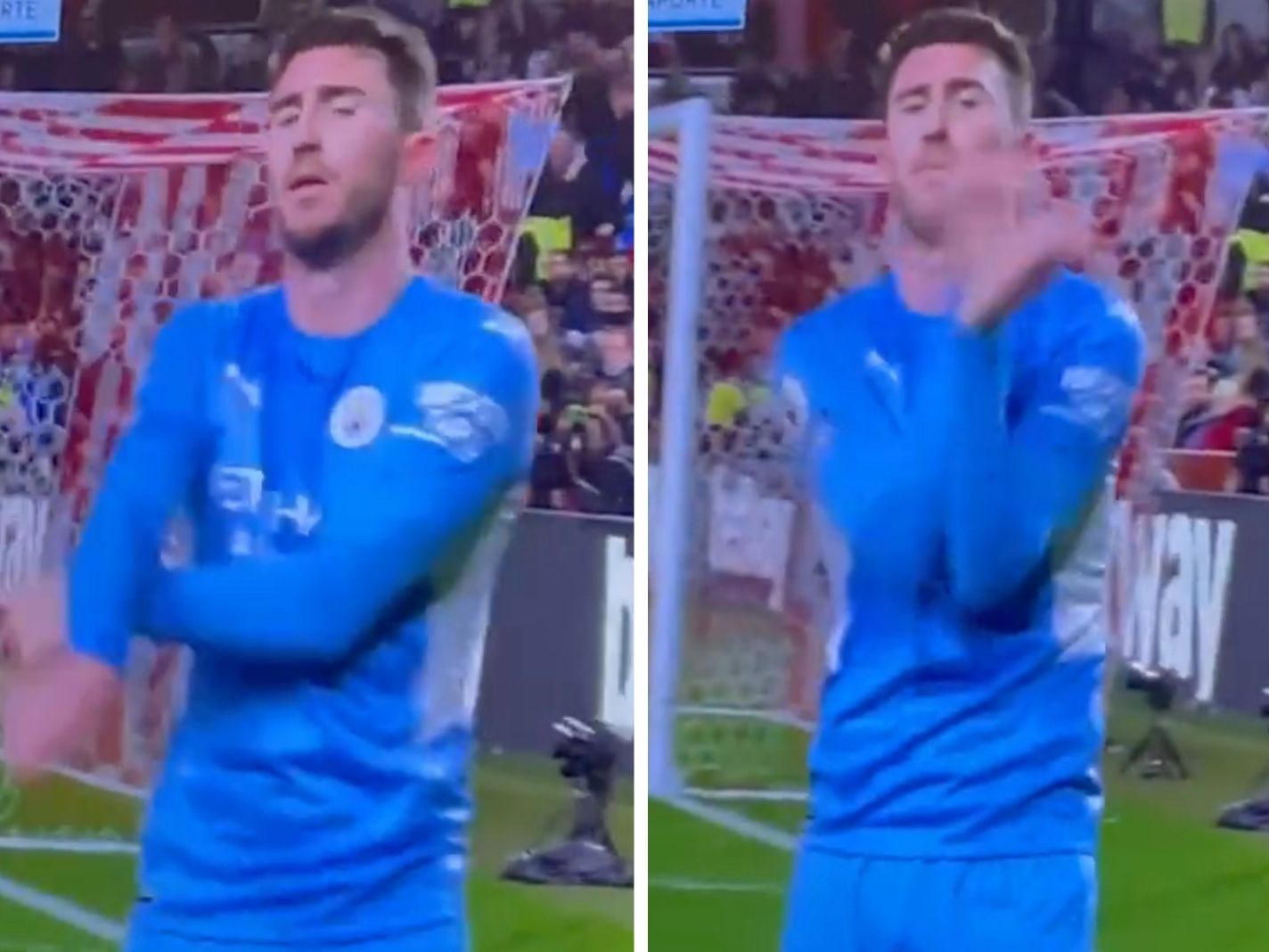Twitter reacts to bizarre arm celebration from Aymeric Laporte