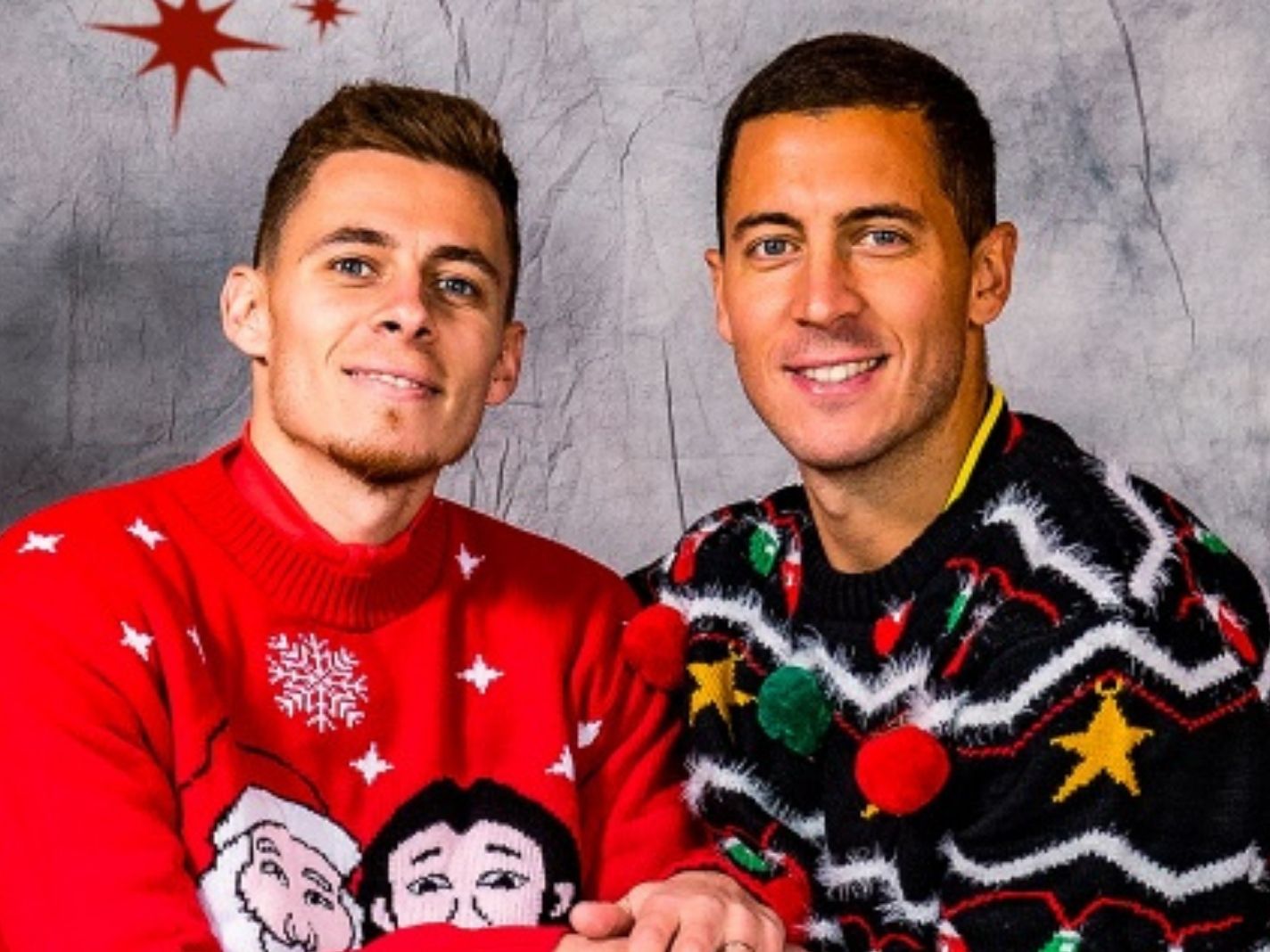 Eden Hazard poses with brother Thorgan in goofy Christmas photo