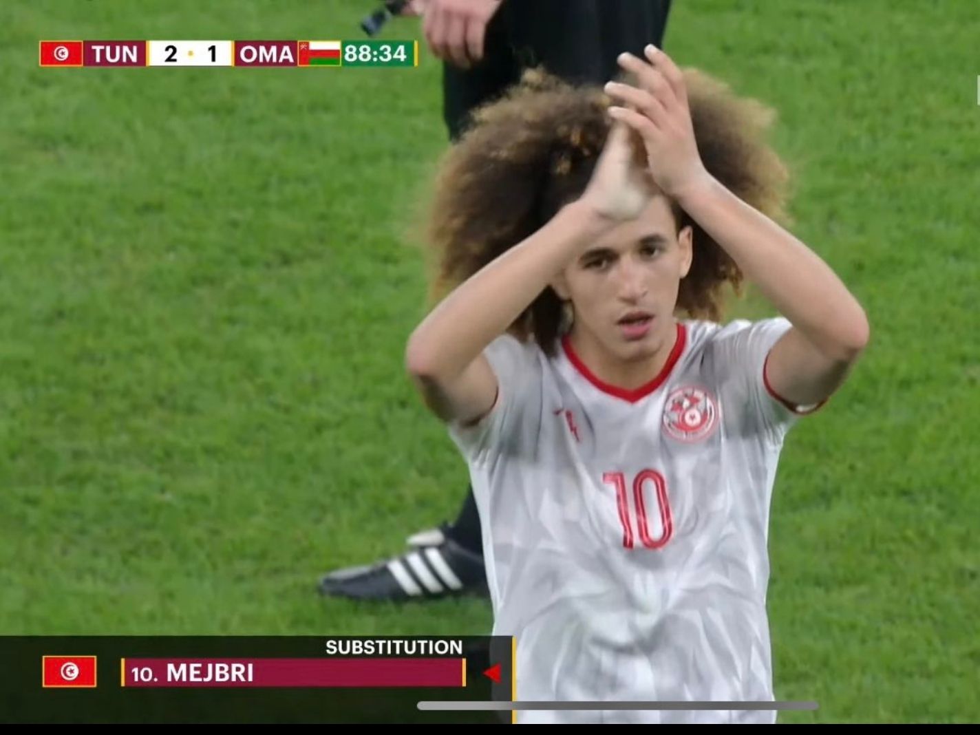 Hannibal Mejbri was caught time-wasting during the game against Oman