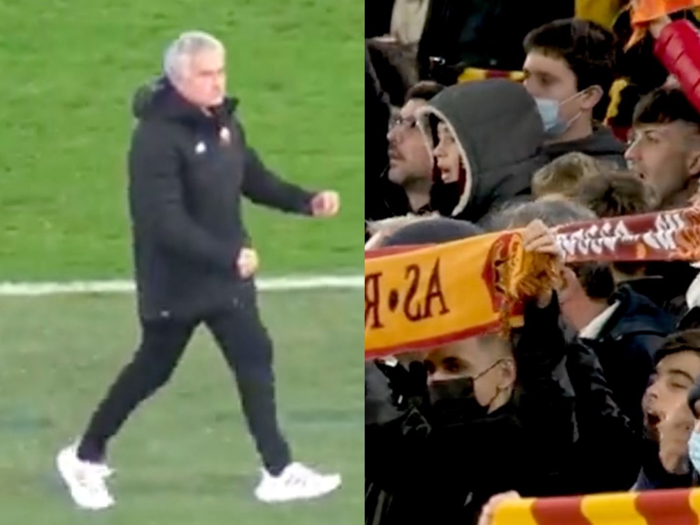 AS Roma fans in full voice at kick-off as Jose Mourinho matches their passion after full-time